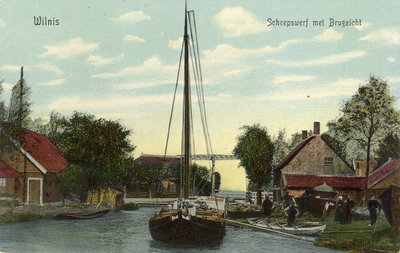 15355 Gezicht op de Heinoomsvaart te Wilnis uit het zuiden; met rechts de scheepswerf van M. van Woerden met een ...